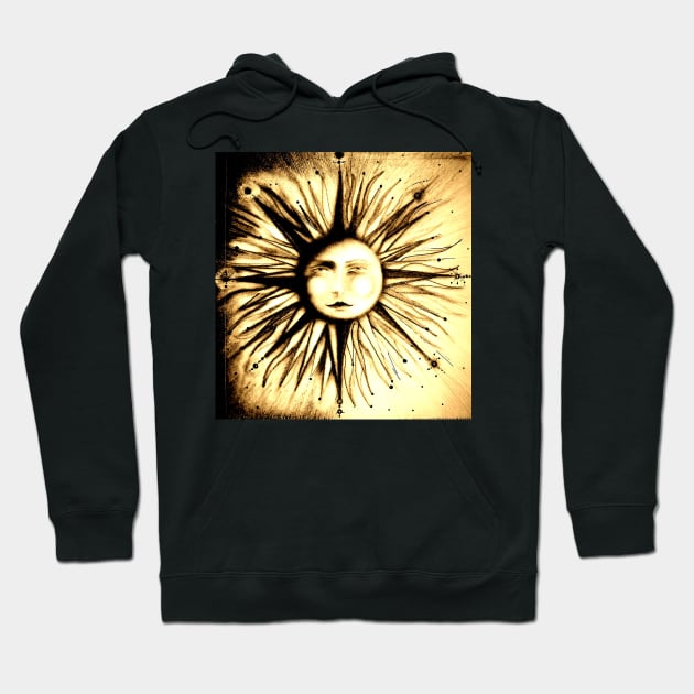 op art sun face astrology stars deco man in moon art Hoodie by jacquline8689